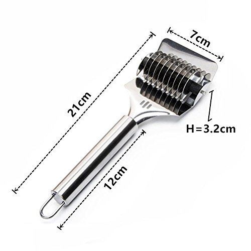 16x7x3.1cm High Grade Stainless Steel Noodle Lattice Roller Docker Dough Cutter Pasta Spaghetti Maker for Kitchen Cooking Tools