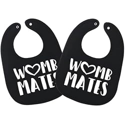 Twinstuff 100% Cotton Womb Mates Twin Bibs Sets for Babies, Mate Black | Soft, Durable, Unisex Bibs for Twins. Ideal for Mess-Free Feeding, Everyday Use, & Protecting Clothing from Spills