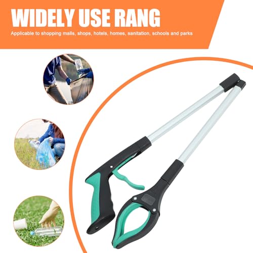 Pinza recogedora plegable de aluminio y PP de largo alcance para limpiar basura sin agacharse 6