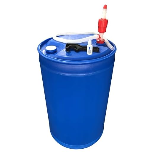 Augason Farms Water Treatment and Storage Kit, 55-Gallon Water Barrel, BPA Free, Liquid Water Treatment Drops, Siphon and Hand Pump