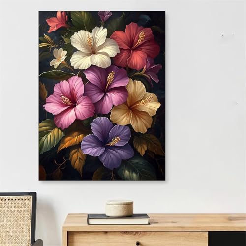 Peinture numero adulte fleurs grand format 90x150cm kit activite manuelle