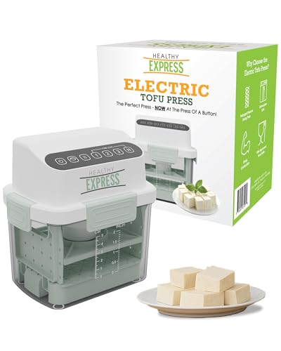 Healthy Express Electric Tofu Press - Your Perfect Press, Now at the Touch of a Button - Adjustable Firmness Levels - 10 minute Hands Free Water Removal - Dishwasher Cleanup