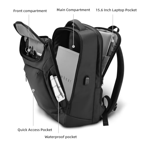 HOMIEE Business Smart Backpack Waterproof 15.6 Inch Laptop Backpack with USB Charging Port, Flight Approved Durable Commute College Backpack Carry on Bag for Men3