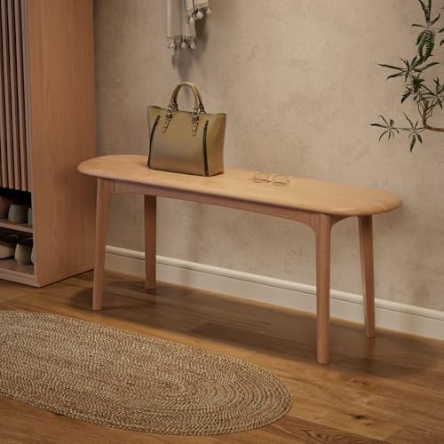 Image of DONGMUWUEJEE 39 inch Solid Wood Small Dining Bench, Entryway Bench, Natural