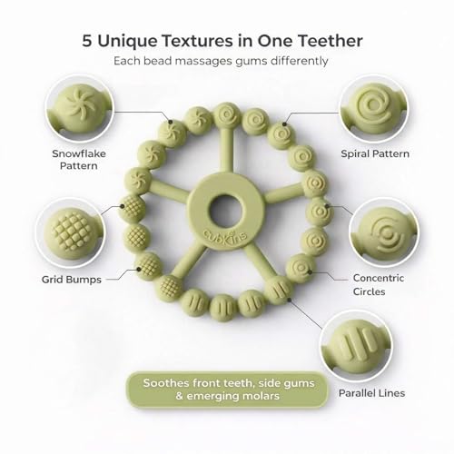 Image of Cubkins Silicone Ring Teether for Babies 3-12 Months | BIS Certified, BPA Free, Food Grade | Teething Ring for Soothing Gums | Zero Plastic | Easy Grip Baby Teething Toy (Lime)