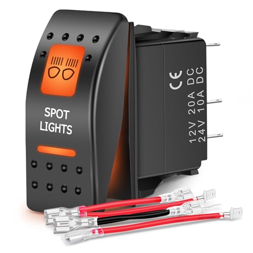 Image of Nilight Spot Lights Rocker Switch 5Pin SPST Orange LED W /Wires for UTV