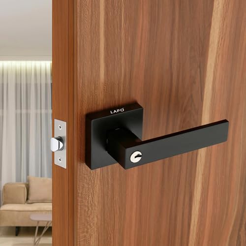 Image of LAPO Mortise Security Hardware for Main Door | Black Finish | Suitable for 30-50mm Thickness | 3 Computer Brass Keys | Reversible Fit| Easy Installation |Secure Door Lock | 3 Year Warranty