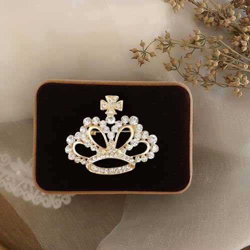 Image of GBAHFY Crystal Rhinestone Princess Queen Crown Brooch Pin for Women - Tiara for Wedding Party Banquet Birthday