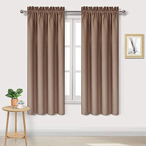 DWCN Blackout Curtains Room Darkening Thermal Insulated Bedroom Curtains Window Curtain Panels, 38 x 63 inches Long, Set of 2 Khaki Rod Pocket Drapes by DWCN - Used condition - US$11.78