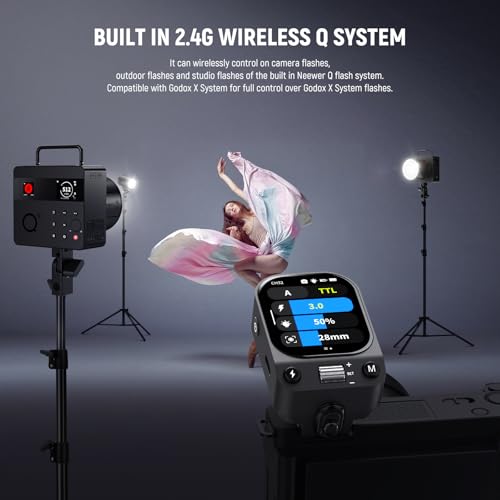 Image of NEEWER QZ-S 2.4G TTL Wireless Flash Trigger Transmitter, 1 /8000s HSS, Compatible with Sony ZV-E10 A6400 A7III A7IV Cameras Godox IT32 V1 V100 AD200 Pro II, 1000mAh Battery /CM Switch /OLED Touchscreen