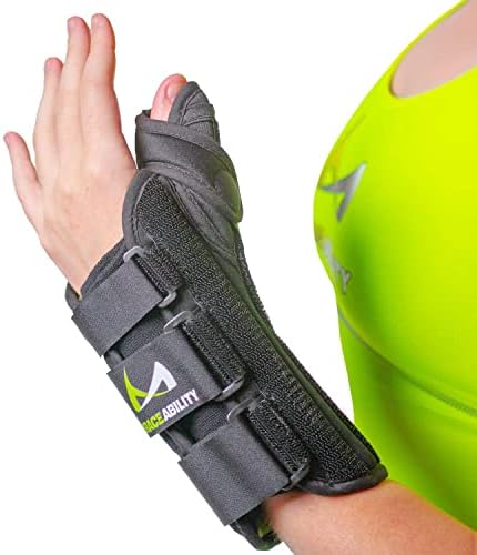 BraceAbility Thumb & Wrist Spica Splint | De Quervain's Tenosynovitis Long Stabilizer Brace for Tendonitis, Arthritis & Sprains Forearm Support Cast (Small - Right Hand)