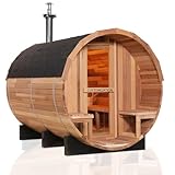 Smartmak Custom Outdoor Barrel Sauna, 2-8 Person Wooden Sauna, Wood Burning Stove or Electric Stove, DIY Steam Sauna Box (220v)