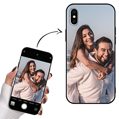 Yoedge Personalisierte Handyhülle für Apple iPhone X Hülle Selbst Gestalten mit Eigenem Foto Bild Text Personalisiert Hülle Persönliche Geschenk Schutzhülle Schwarz Cover für iPhone X 5,8