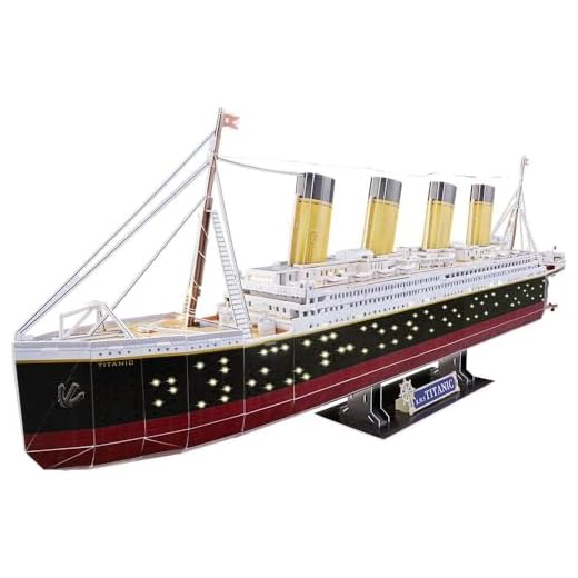 Revell 3D Puzzle- Probablemente el Barco más Famoso del Mundo, RMS Titanic con iluminación LED Schiff Descubre 3D, diversión para jóvenes y Mayores, Color Coloreado (154)
