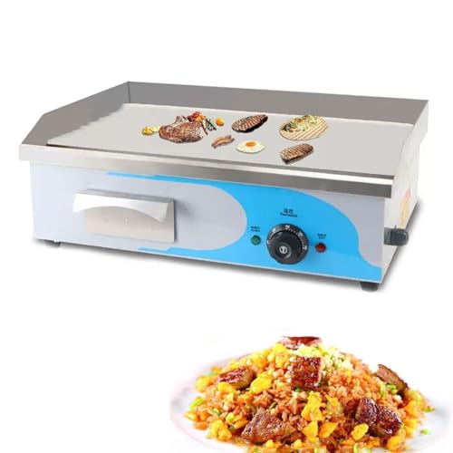 Electric Griddle, Large Nonstick Cooking Plate, 220-240V Commercial Stainless Steel Countertop Hot Plate with Adjustable Temperature Control for BBQ, Omelette, Fried Food