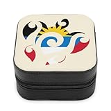 Joyero de viaje con diseño tribal de tortuga marina y bandera de Barbuda, organizador portátil para anillos, aretes, colgantes y collares