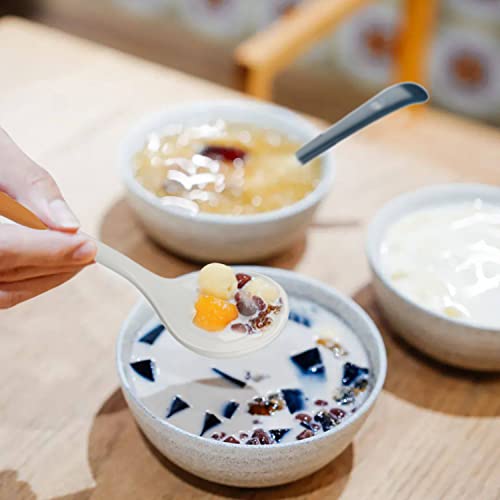 Ceramic Dessert Spoon Long Handle Dinner Spoons Set Of 4 Korean Porcelain Spoons For Eating Dessert Appetizers Cereal (Double Color) #TOP6