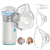 Nebulisateur enfant & adulte, Inhalateur nasal, Nebulisateur portable avec embout buccal et 2 masques, Inhalateur avec fonction de recharge, adapté à la maison et aux voyages（Blanc lunaire）