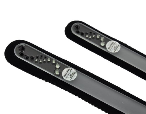 Genuine Czech, Etched, Crystal Glass, Wave with Black Swarovski Crystals , Manicure/Pedicure Files-set of 2