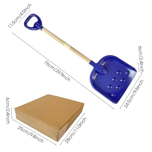 Pala de nieve para niños de 30 pulgadas desmontable azul con mango de madera 3