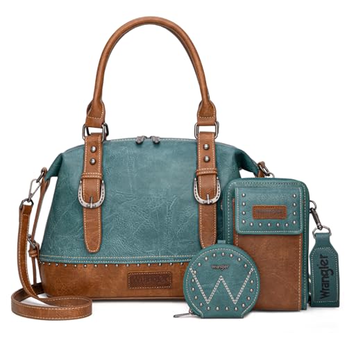 Wrangler 3Pcs Doctor Bag Sets for Women Top-handle Satchel Bag with Cell Phone Handbag and Coin Purse