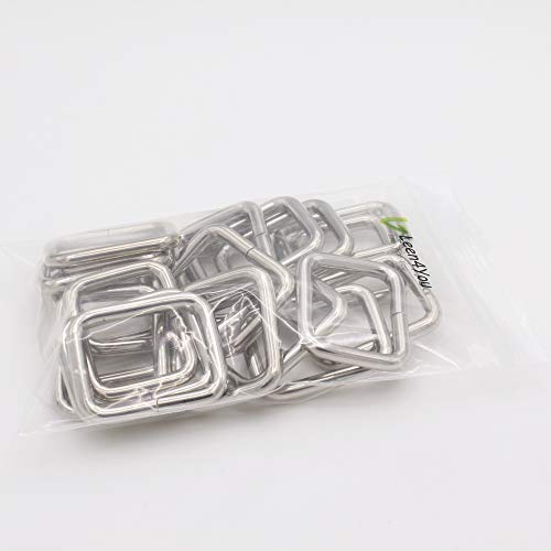 Leen4You Hook Bag Purse Rectangle Rings Webbing Belts Buckle D Belt Buckle Adjuster D Webbing Belt Ribbon Buckle 25mm Strap Adjuster Color Silver (Pack of 20)