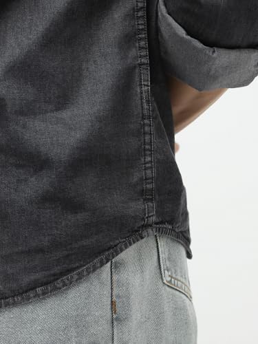 Image of Urbano Fashion Men's Regular Fit Full Sleeve Washed Denim Shirt