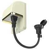 [延長コード専門家] AKIRARI 補助延長コード 30cm 防雨 防水 プラグ変換 防雨型変換 延長ケーブル 屋外用 電源増設 防雨型コンセント 防雨キャップ付 (1口, 30cm)