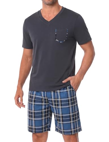 Image of Uniexcosm Mens Pyjamas Set Short Sleeve Dark Grey