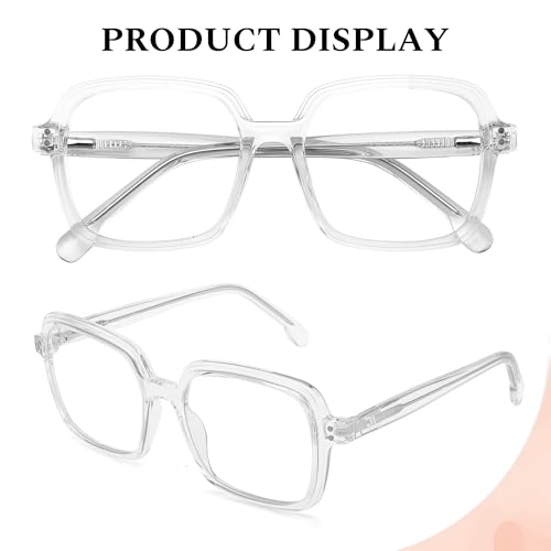 Image of Oversized Blue Light Blocking Glasses for Women and Men, Square Frame Computer Gaming Glasses Anti Glare & UV RF6215