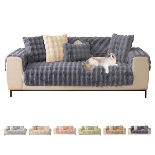ShowyLive Sofa Covers 1 2 3 4 Seater Couch Covers,Thick Corner Sofa Slipcover L Shape Chaise Longue Furniture Protection for Living Room- Super Soft Armrest/Backrest Covers (Grey