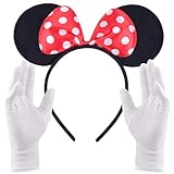 【Hochwertiges Material】Handschuhe bestehen aus hochwertigem Baumwolle gefertigt. Mouse Ears Stirnbänder bestehen aus hochwertigem kurzer Plüsch gefertigt, leicht, angenehm zu tragen.