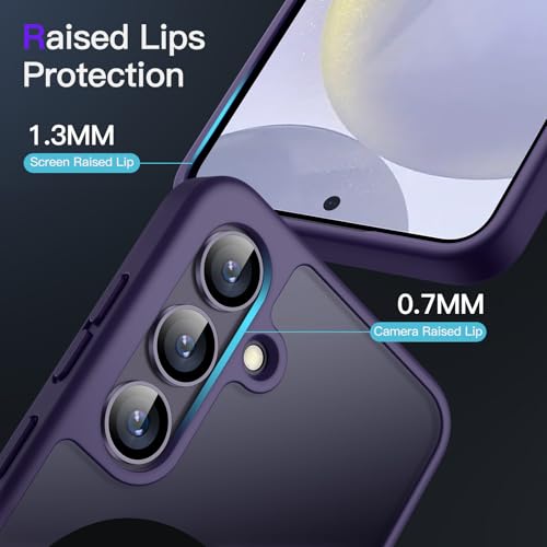 Image of JETech Magnetic Cover Case for Samsung Galaxy S24 5G, Compatible with MagSafe, Translucent Matte Back Shockproof Phone Cover (Cobalt Violet)