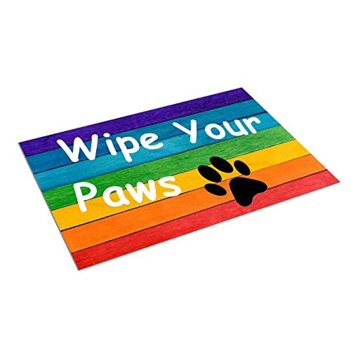 Wipe Your Paws Door Mat Funny Dog Paw Front Doormat Outdoor Indoor Entryway Floor Mat Welcome Mats Home Decorative 28"(L) X 17"(W) #TOP3