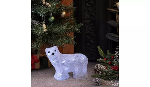 Prelit Christmas Acrylic Polar Bear Decoration