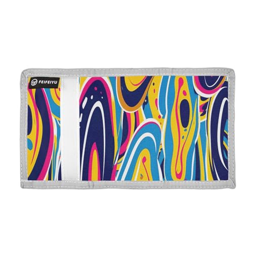 Chroma Striped Pattern Wallet with Lanyard and Zipper - Metal Key Ring and Multi Card Bit,Transparent Compartment Credit Card Holder for Kids, Students2