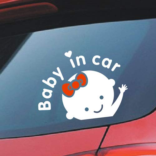 ARWY car Sticker Baby in car Back Mirror car Stickers(White) 18X14.5 cm