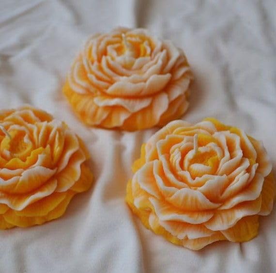 Orange Floating peaony Candle aset of 4 Pieces for Diwali/Home décor/Gift Item