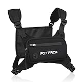 Running Vest for Men & Women, Lightweight Chest Bag for Phone Holder and Storage Vest, Water Resistant Cross Body Pack Running with Adjustable Shoulder Straps for Workouts and Training (Black)