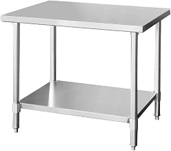 Stainless Steel Work Bench, Commercial Use, Countertop Kitchen, 35.4 x 23.6 x 31.5 inches (900 x 600 x 800 mm), Plate Thickness: 0.05 inch (1.2 mm) Model, Stainless Steel Table, Work Table, Kitchen