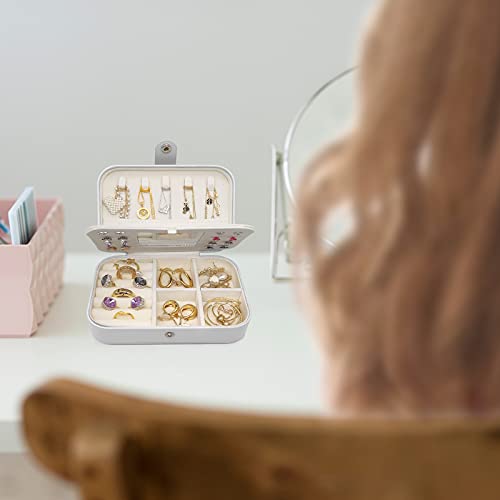 Zoe Sunny Small Jewelry Box - Mini Jewelry Box - Women Travel Jewelry Case, Portable Small Jewelry Organizer For Rings Earrings Necklace, Gifts For Girls Women (White) #TOP5