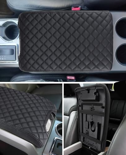 Image of INTGET Center Console Armrest Cover for Ford F150 Accessories 2009 2010 2011 2012 2013 2014 Car Middle Lid Seat Cover Protector (Black Pad, 2009-2014)
