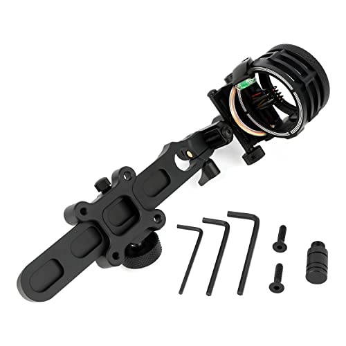 Limaity Compound Bow Sights 5 Pin 0.019'' Fiber Optics Aluminum Machined Archery Sight For Compound Bow For Left And Right Hand (Long Pole) #TOP7