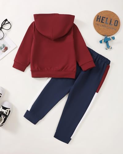 Image of Toddler Boy Clothes Baby Boy Outfit Letter Prints Hoodies Top Ripped Jeans Cute Boys Clothing Set Fall Winter
