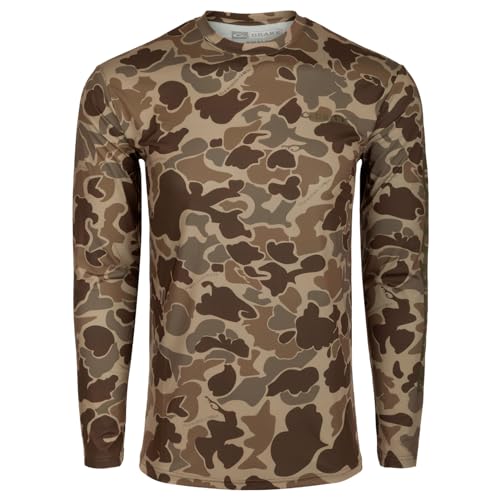 Drake Men's Performance Crew Long Sleeve T-Shirt - Lightweight Soft Breathable Sun Protective Quick-Dry Moisture-Wicking Tee