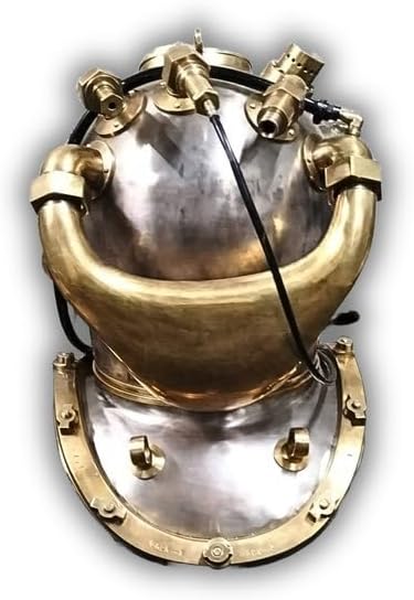 Pure Copper Brass US Navy Diving Helmet, Mark V Divers Helmet Replica, Marine Deep Sea Scuba Divers Helmet Best Nautical Gift for him Halloween Cuba Divers Helmet 18"