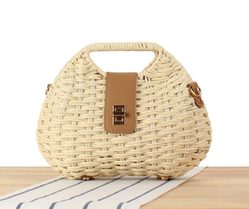 Summer Straw Bag for Women Hand-woven Crossbody Shoulder Bag Top Handle Handbag Small Tote Clutch Rattan Beach Purse2