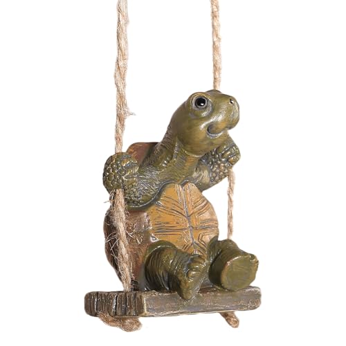 Statues de tortues pivotantes en résine pour jardin à l ' extérieur, Sculpture de tortues assises suspendues, décorations pour la maison, jolie Figurine animale Statues pivotantes en résine – vue 5