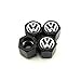 iDoood Set of 4 Car Tire Valve Stem Air Caps Cover + Keychain for VW Volkswagen Black