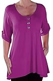 plus Größe für Frauen Eye Catch Damen Schaltfläche Vordere mit rundem Halsausschnitt Tunika Übergröße Frauen Lange Oberteile